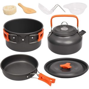 Camping set aluminum tableware equipment（露营套件铝制餐具设备）